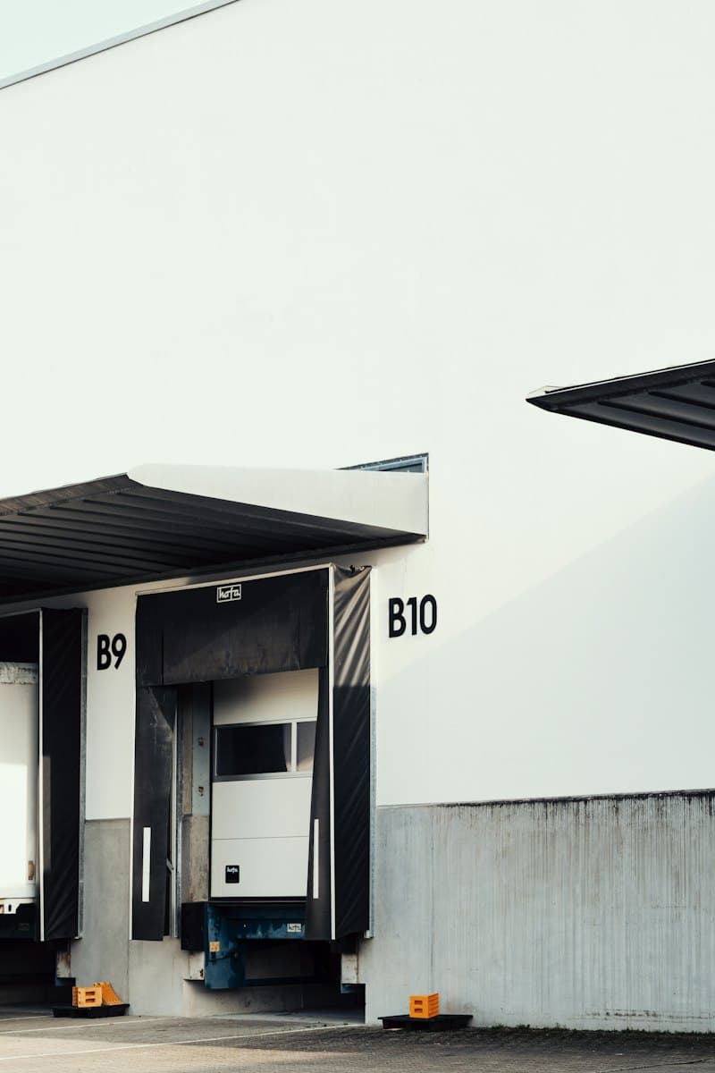 Loading dock doors marked B9 and B10